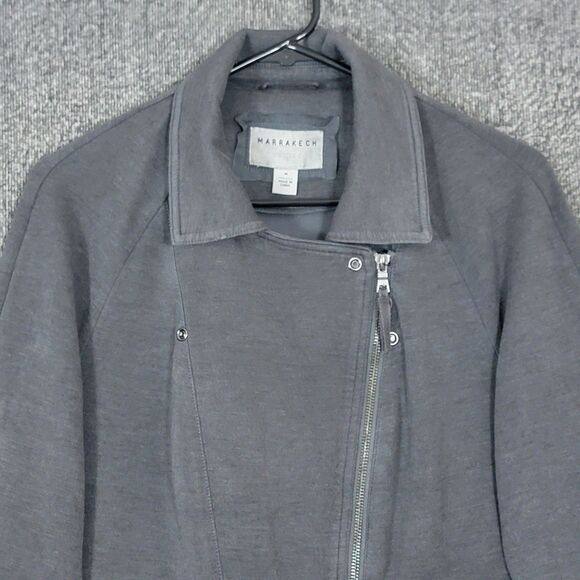 Marrakech Jacket Womens Medium Gray Stretchy Moto Asymmetrical Boho Zip Up - Picture 3 of 13